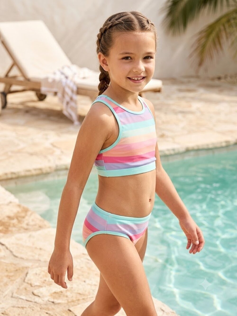 NEW Eddie Bauer 2 Piece Reversible Raceback Sports Bra Bikini Swimsuit Swim Suit